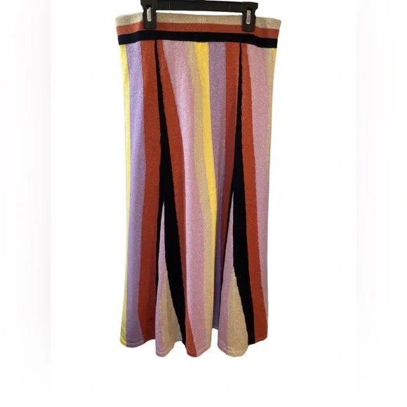 LAIA by Anthropologie | size 6 shimmery striped wool blend colorful skirt - Picture 9 of 9